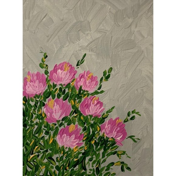 Pinkish Posies, Floral Art, Original Acrylic Paint - Picture 1 of 4